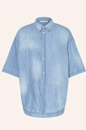 Acne Studios Koszula Z Krótkim Rękawem Comfort Fit Z Dodatkiem Lnu blau
