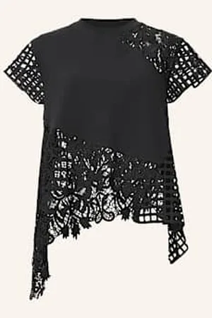 AllSaints T-Shirt Zala Z Dziurkowaną Koronką schwarz
