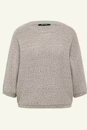 Comma, Sweter Z Cekinami I Rękawami 3/4 beige