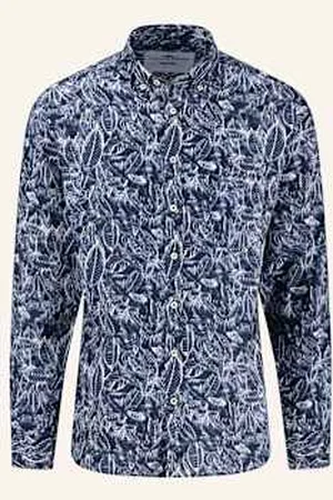 Fynch-Hatton Koszula Z Lnu Regular Fit blau