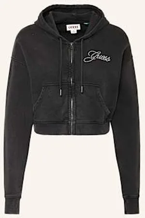 Guess Krótka Bluza Rozpinana Z Ozdobnymi Kamykami schwarz