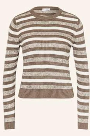 Brunello Cucinelli Sweter Z Błyszczącą Przędzą braun