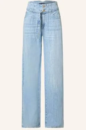 7 for all Mankind Jeansy Wide Leg Z Lnem blau