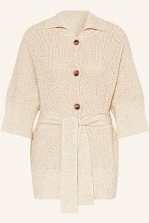 More Kardigan Z Błyszczącą Przędzą I Rękawami 3/4 beige
