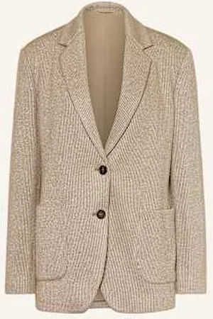 Brunello Cucinelli Blezer Z Błyszczącą Przędzą braun