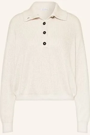 Brunello Cucinelli Sweter Collo Alto Z Błyszczącą Przędzą weiss