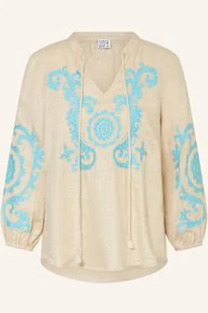 Emily van den Bergh Bluzka Z Lnu Z Rękawami 3/4 beige