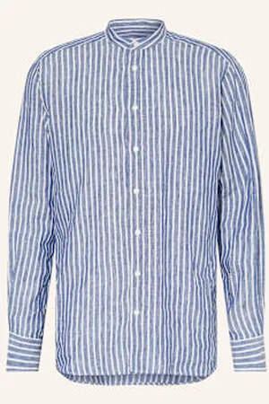 Eton Koszula Z Lnu Regular Fit Ze Stójką blau