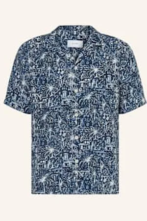 Eton Koszula Z Klapami Medium Fit Z Lnu blau