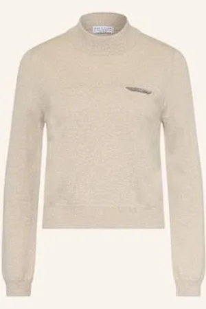 Brunello Cucinelli Sweter Z Kaszmiru Collo Alto beige