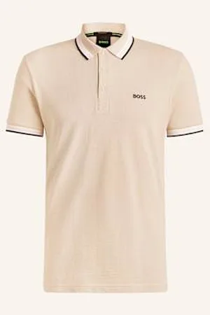 HUGO BOSS Koszulka Polo Z Piki Paddy Curved Regular Fit beige