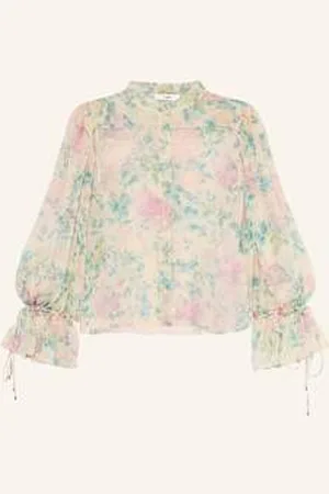 Chloé Bluzka Jedwabna Z Falbankami beige
