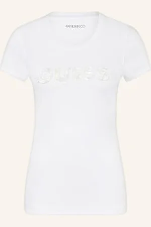 Guess T-Shirt Z Obszyciem Ozdobnymi Kamykami weiss