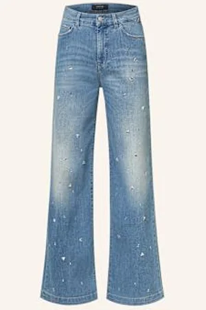 Marc Cain Jeansy Wide Leg Warri Z Ozdobnymi Kamykami blau