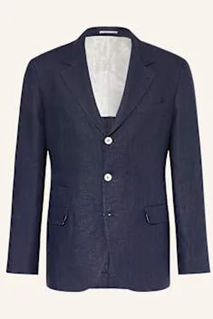 Brunello Cucinelli Marynarka Z Lnu Leisure Fit blau