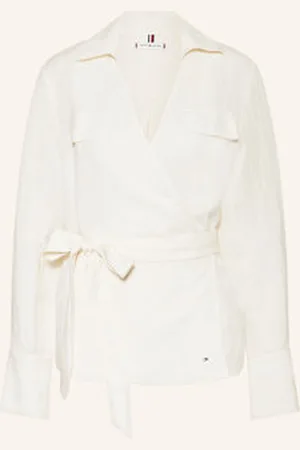Tommy Hilfiger Bluzka O Kroju Kopertowym Z Dodatkiem Lnu beige
