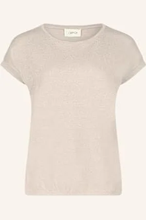Cartoon T-Shirt Z Błyszczącą Przędzą beige