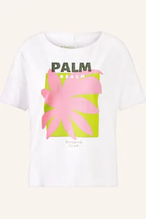 Oui T-Shirt Z Obszyciem Ozdobnymi Kamykami weiss