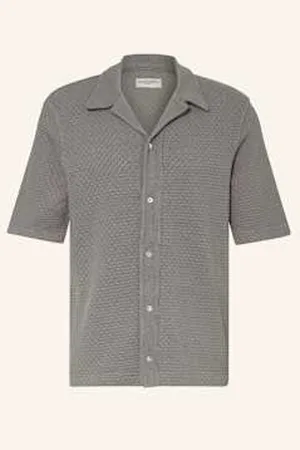 OFFICINE GENERALE Koszula Z Dzianiny Kai Regular Fit grau