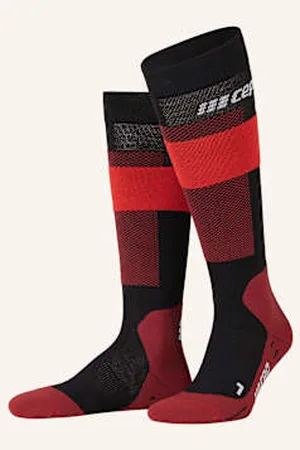 CEP Skarpety Narciarskie Merino Compression - Tall Z Wełną Merino rot