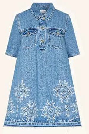 Ganni Sukienka Jeansowa Z Rękawami 3/4 beige