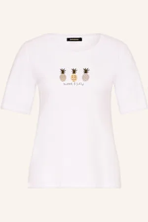 More & More T-Shirt Z Obszyciem Ozdobnymi Kamykami weiss