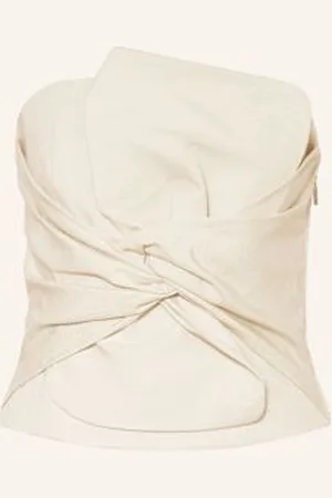 Comma, Top Z Odkrytymi Ramionami Z Dodatkiem Lnu beige