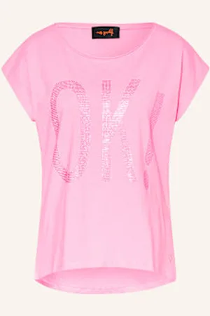 miss goodlife T-Shirt Z Obszyciem Ozdobnymi Kamykami rosa