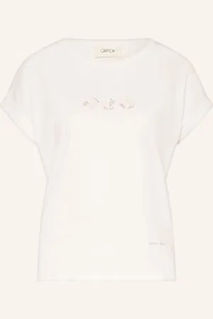 Cartoon T-Shirt Z Obszyciem Ozdobnymi Kamykami weiss