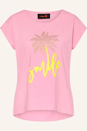 miss goodlife T-Shirt Z Obszyciem Ozdobnymi Kamykami rosa