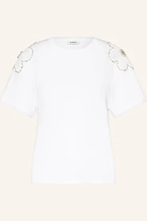 Sandro T-Shirt Z Obszyciem Ozdobnymi Kamykami weiss