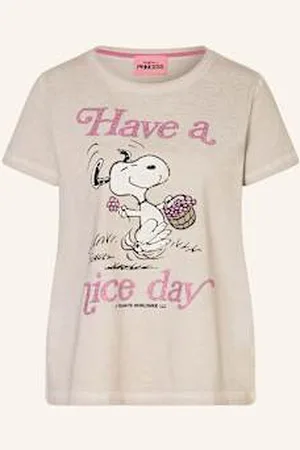 Frogbox T-Shirt Z Obszyciem Ozdobnymi Kamykami beige