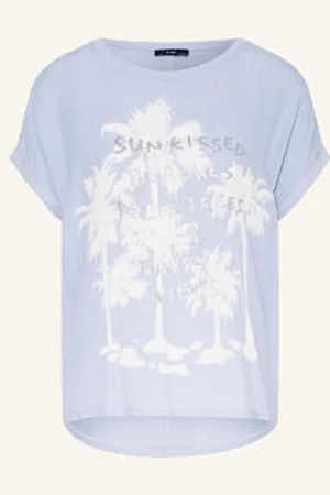 Oui T-Shirt Z Mieszanki Materiałów blau