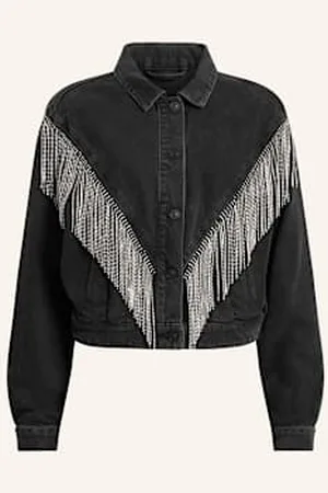 AllSaints Kurtka Jeansowa Marlene Emb Z Ozdobnymi Kamykami schwarz