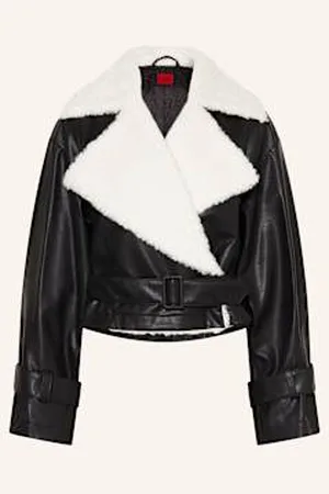 HUGO BOSS Kurtka Typu Biker Anitta Z Imitacji Skóry Ze Sztucznym Futrem schwarz