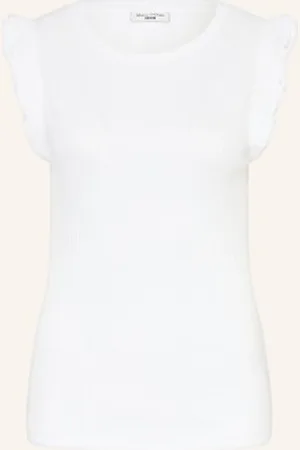 Marc O’ Polo T-Shirt Z Falbankami weiss