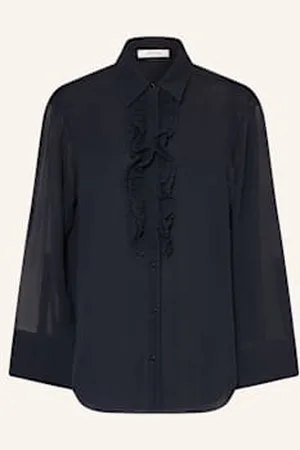 Dorothee Schumacher Bluzka Jedwabna Sheer Dreams Z Falbankami blau