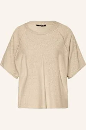 Comma, Dzianinowa Koszulka Z Błyszczącą Przędzą beige