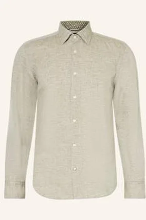 HUGO BOSS Koszula Hal Casual Fit Z Lnem gruen