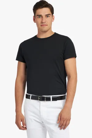 Brooks Brothers Czarna Koszulka Crewneck z Bawełny