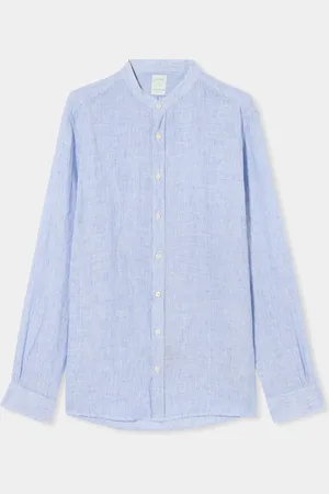 Brooks Brothers Slim Fit Linen Stripes Shirt with Stand Collar
