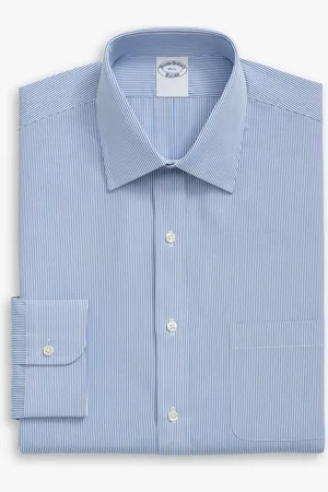 Brooks Brothers Striped Regular Fit Non-Iron Cotton Shirt with Ainsley Collar