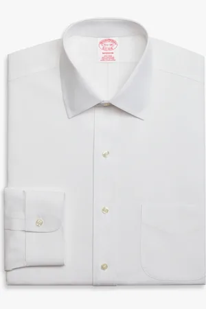 Brooks Brothers Biała Koszula Nonszeryfikowana w Regular Fit z Rozciągliwej Bawełny z Kołnierzem Ainsley