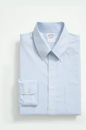 Brooks Brothers Regular Fit Non-Iron Striped Pinpoint Button Down Shirt