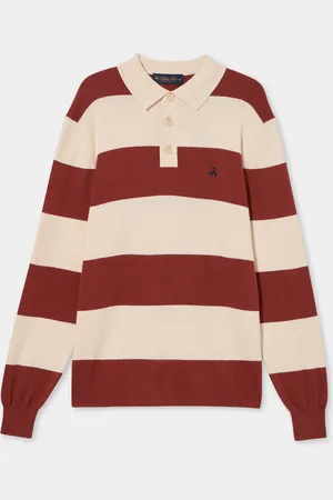 Brooks Brothers Striped Cotton-Cashmere Rugby Knit Polo