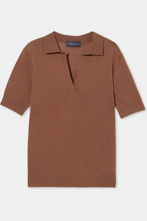Brooks Brothers Silk Blend Knit Polo with Johnny Collar