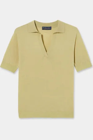 Brooks Brothers Silk Blend Knit Polo with Johnny Collar