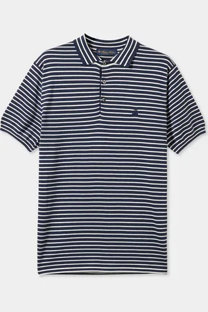 Brooks Brothers Striped Cotton-Silk-Linen Knit Polo