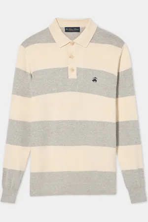 Brooks Brothers Striped Cotton-Cashmere Rugby Knit Polo