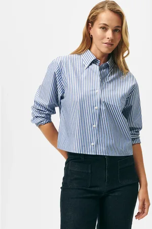 Brooks Brothers Cropped Striped Cotton Poplin Shirt